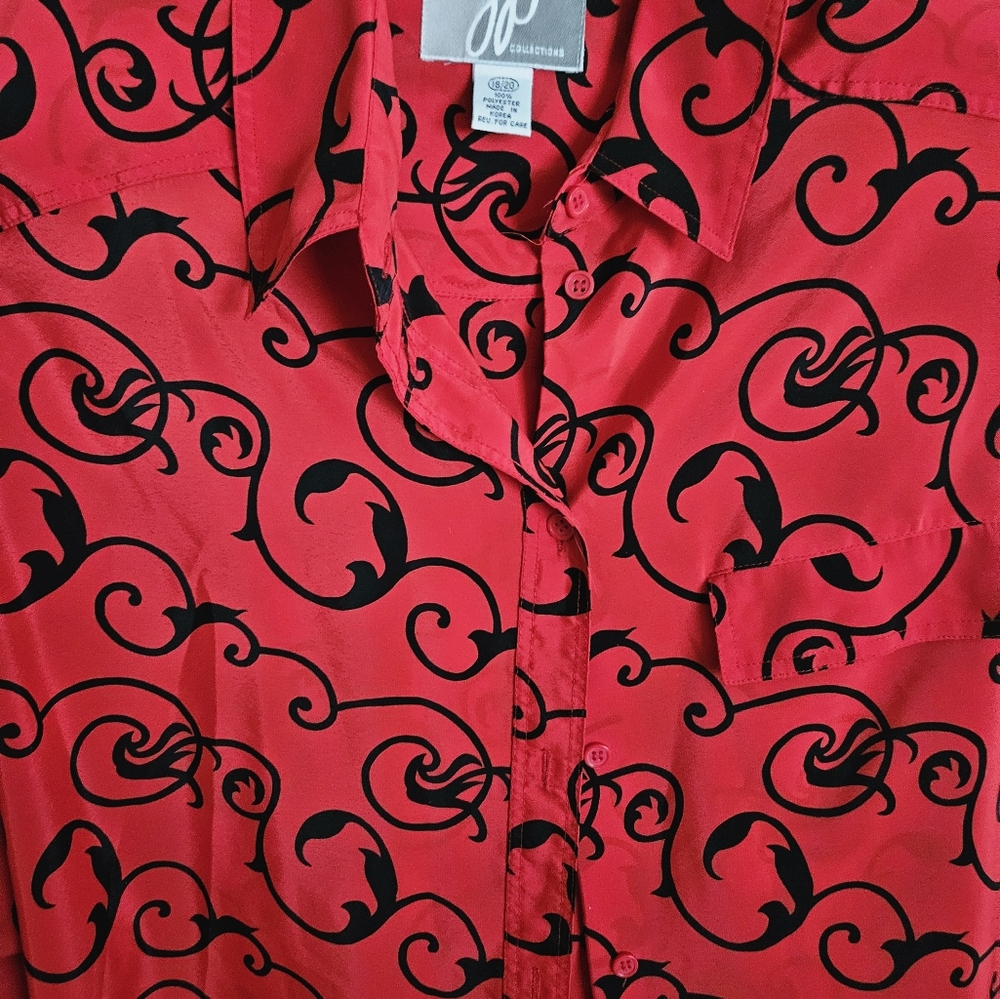 Red Patterned Ladies Shirt J.P. Size 18 /20